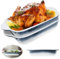 Set di 2 pirofile, per lasagne, 23,3 x 13,7 x 4,5 cm, in ceramica, per lasagne, cuocere, cibo gourmet, resistente al calore (texture blu)