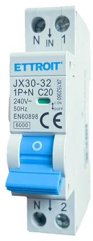 ZOREI Interruttore Magnetotermico Automatico, 1P+N 220V Da 1 Modulo DIN, Salvavita Stotz, MCB 1P+N 6kA C20 20A