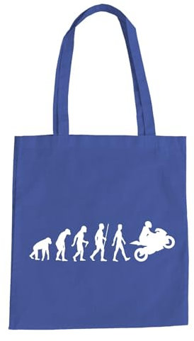 Evolution Motorrad Baumwolltasche - Wheelie Motorcycle Hochstarter Tuning Blau