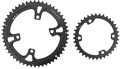 SkyjOy Platos para Bicicletas Plato de Bicicleta de Carretera 110bcd 4 Pernos Ovalado Redondo 2X Plato Doble 52t 36t Plato Ovalado 32 MTB (Color : Round 52-36T)