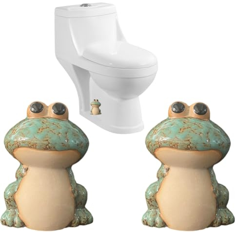 Frog Toilet Bolt Caps Ceramic Toilet Bolt Covers Decorative Toilet Screw Cover Caps, Toilet Caps for Bottom of Toilet, Cute Toilet Bowl Bolt Covers for Bathroom Decor, Easy to install (Green)