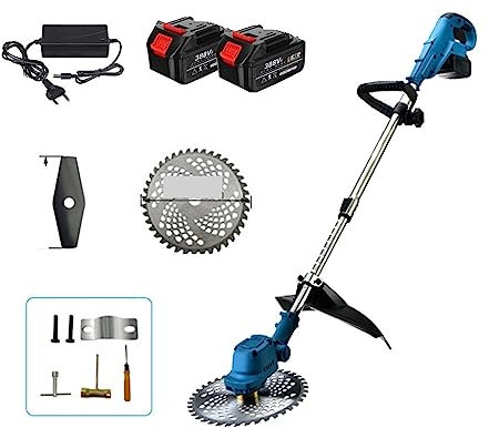 USKI Coupe-Herbe et Coupe-Bordures 2000W 9 Pouces Tondeuse à Gazon électrique sans Brosse Tondeuse à Gazon sans Fil Taille-haie Outils d'élagage de Jardin à Main réglables(with 2 Battery Set)