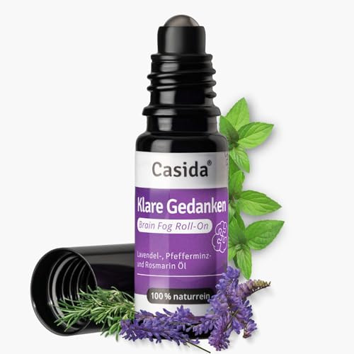 Casida Brain Fog Roll-On für Konzentration – Klare Gedanken und Mentale Klarheit mit Naturreinen Ätherischen Ölen 10 ml - Aromatherapie für zu Hause & unterwegs
