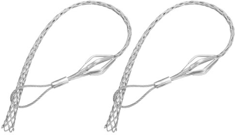 QUARKZMAN Fascetta di Trazione per Cavi 25-35mm, Tiracavi in Rete Metallico 90cm, Presa Singola in Acciaio Zincato per Cavi, Copertura Rete Liscia, 2 Pezzi (Argento)