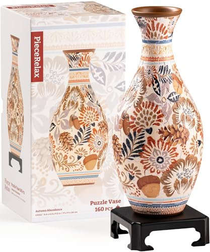 PieceRelax 3D Puzzle Blumenvase – Autumn Abundance | 160 Kunststoffteile | DIY-Vase zum Selbstbauen | Entspannendes Geschenk für Zuhause [S1042]