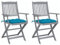 JUDYY Klappbare Gartenstühle 2 STK. mit Kissen, Hochlehner, Garden Chair, Wetterfest Stuhl, Lehnstühle, Balkonstuhl, Balkonset, Massivholz Akazie