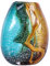 PlivBloom Blaugrüne Glasvase, mundgeblasen, grüne Glasvasen, Muranoglasvasen, einzigartige Tischglasdekoration, Blumen mit Vase, dekorativ, blaugrüne Vase, Dekoration, für Bücherregal, Wohnzimmer,