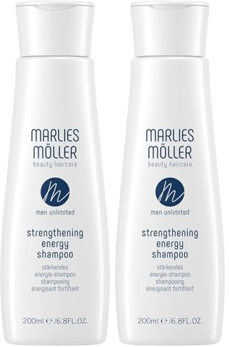 Marlies Möller Men Unlimited Strengthening Energy Shampoo 200 ml – stärkendes Energie-Shampoo für mehr Fülle & Glanz – Mit Panthenol & Phyto-Cell-Complex – Für trockenes Haar (Packung mit 2)
