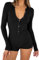 LACOZY Womens Short Onesie Sexy Long Sleeve V Neck Jumpsuit Unitard Bodysuit Workout Rompers One Piece Fall Gym Shorts Yoga Fashion 2025 Black S