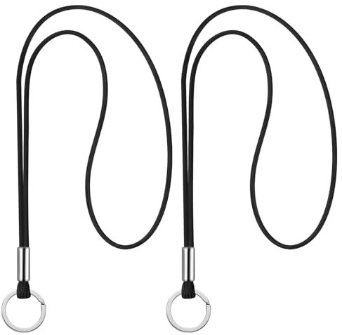Nezyo 2 Stück Schlüsselband Lang Lanyard Schlüsselanhänger Umhängeband Lanyard Schlüsselband Schlüsselkette Band mit Ring für Schlüssel Ausweis Handy Kamera Lanyard(Schwarz)