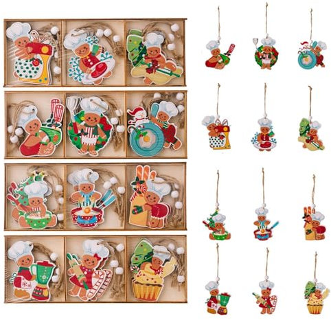 Chaies Weihnachts-Lebkuchenmann-Ornament zum Aufhängen, Lebkuchenmann-Ornamente für den Weihnachtsbaum - 36X - -Lebkuchenanhänger - Ative Weihnachten mit lebendigem Stil, hängende Lebkuchenationen