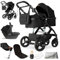 Bergsteiger Nizza 3 in 1 Kinderwagen, Kombikinderwagen Komplettset, Auto-Babyschale & Isofix Station, Babywanne & Buggy Sportsitz inklusive