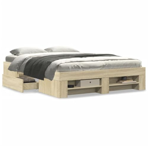 Xichuzi Bettgestell Sonoma-Eiche 140x190 cm Holzwerkstoff, Bett, Bed Frame, Bettrahmen, Bett Gestell, Bett Rahmengestell, Schlafzimmer Bett - 3295501