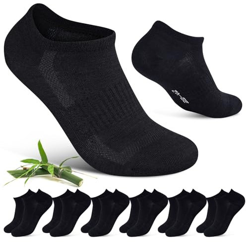 Cirorld Chaussettes Sport en Bambou Coton Mixte 6 Paires 39-42 & 43-46 | Respirantes & Anti-Odeurs | Antibactériennes & Absorbantes | Taille Unique Couleurs Assorties