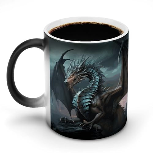 Customizable Coffee Mug Magic Cups Cool Dragon Printed Heat Sensitive Custom Color Changing Cups Gifts for Men & Women