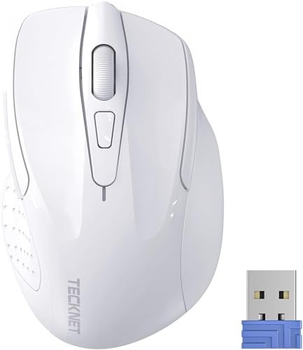 TECKNET Bluetooth Maus, 4800 DPI Kabellos Ergonomische Maus (Tri-Modi: BT 5.0/3.0+2.4G), 30 Monate Batterielaufzeit, Leise Funkmaus für Laptop PC Computer, Windows, Mac OS, Android