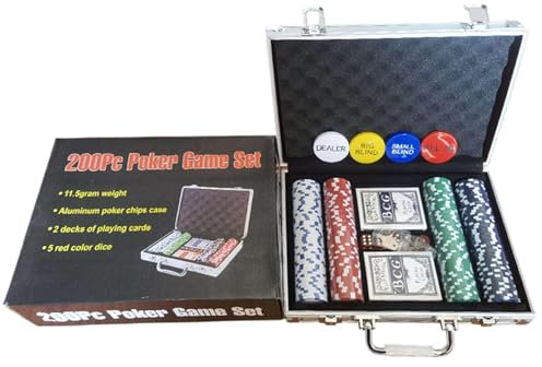 Pokerchips Set Texas Hold'em Professionelle sichere Pokerspiele Pokerchips Zähler Pokerchips Zähler mit Aluminiumbox für Pokerspiele Noc