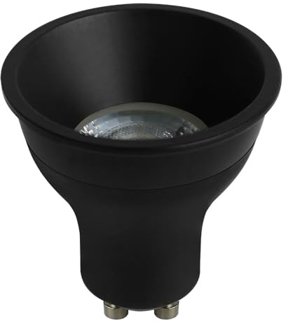 NCC-Licht LED Leuchtmittel Deep-Deco Reflektor Schwarz 8W GU10 750lm warmweiß 3000K 36° Dimmbar + Ring Schwarz Ø5cm