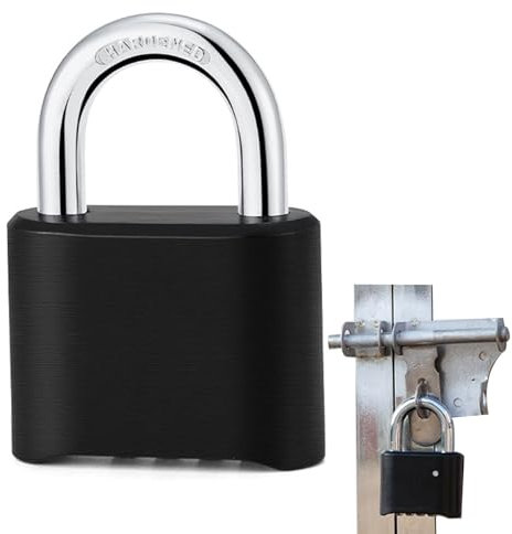 Candado de combinación pesada con grillete grueso de 8 mm, resistente a la intemperie, cerradura de combinación de 4 dígitos, resistente al agua y antirrobo, cerradura de combinación para puertas,