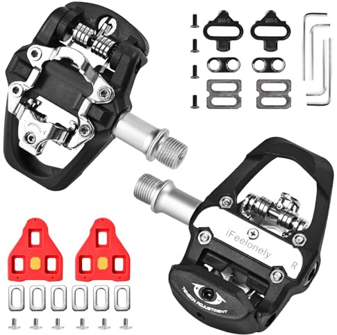 SPD & Look Delta Spin Bike Pedals, Dual Bicycle Pedals with Clips Cleats for Shimano SPD & Peloton,Indoor Outdoor Cycling Exercise