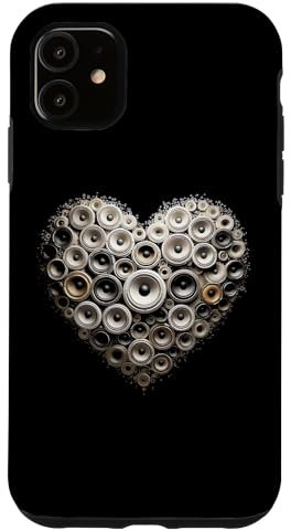 Hülle für iPhone 11 Valentine Lautsprecher & Bass Subwoofer Musik Herz Grafik