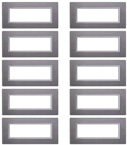 10 placas de 7 módulos, color plateado plateado, compatible con BTicino Living, placa de aluminio, serie Space, alta calidad y larga duración