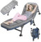 Foldable Sun Lounger, Garden Sun Loungers, 5-way Adjustable Camping Bed, Folding Sunbed with Pillow and Mattress, Fishing Bed Chair Perfect for Camping, Indoor/Outdoor (190 x 65 x 30 cm) (1, Grey)