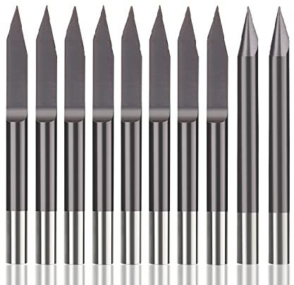 Dunxiles 3.175mm Shank V-shaped Carbide Drill Bit Flat Bottom Milling Cutter V-shaped CNC Planer Drill Bit,3.175 * 30 * 0.2 * 38