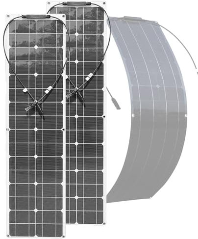 Paquete de paneles solares flexibles para carga de RV y fuera de la red, placa fotovoltaica de 200 W con tecnología de flexión de 30° y sistema de montaje de 6 agujeros