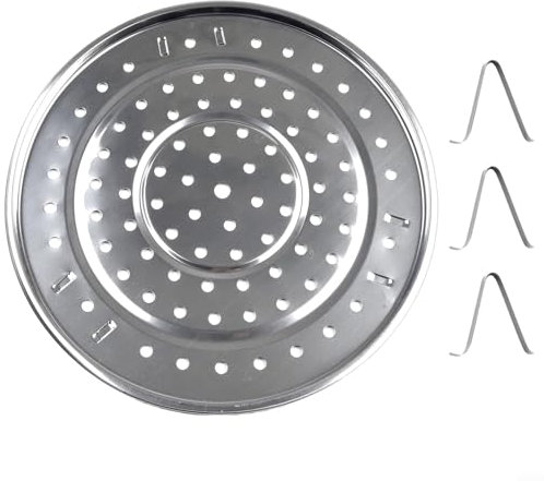 Springwillfly Vassoio multiuso per cottura a vapore in acciaio inox, rotondo, 18-30 cm, con 9 piedi per cucinare arrosto utensili da cucina (26 cm)