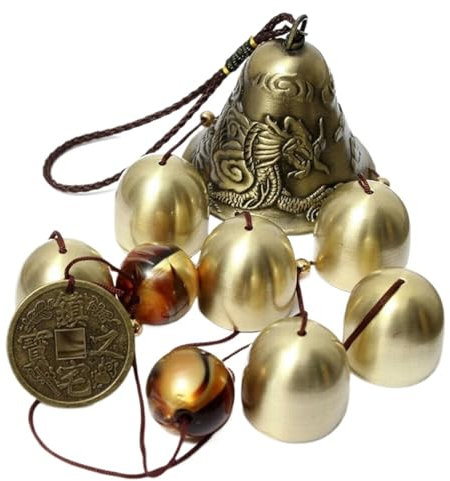 CGUOHU Windspiel 6 Kupferglocken for den Außenbereich, Metall-Windspiele, Hof, Garten, hängende Ornamente, Dekor, Messing-Metall-Windspiele Klangspiel Windspiel