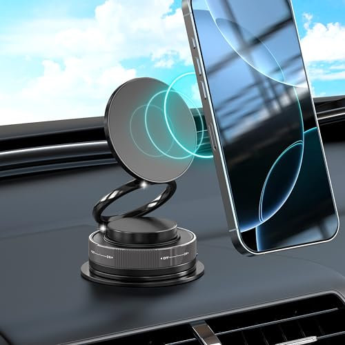 Ambienden 360° Rotatable Handyhalterung Auto Magnet - [20x N55 Magnete] Universal Auto Handyhalterung, KFZ Autohalterung für iPhone, Galaxy und Android Smartphones mit Einer Hand Einstellen, Black