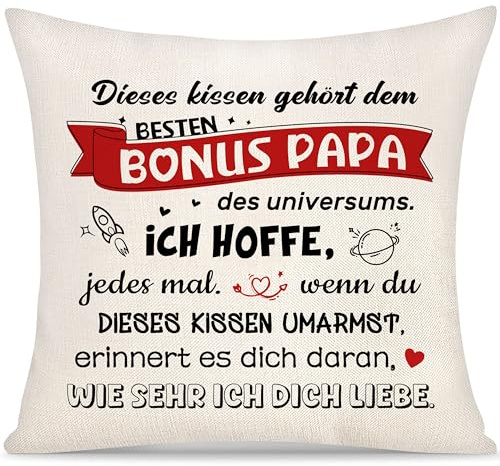 Yoskiasd Kissenbezug für Bonus Papa das Geschenk von Tochter oder Sohn | Dekorativer Kissenbezug,45cm × 45cm großer Kissenbezug aus Leinen,perfekte Geschenke zum Vatertag,Geburtstag und Weihnachten