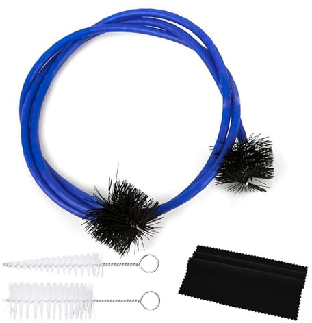Trompete Reinigung Pflege Kit, Reinigungsbürsten für Blechblasinstrumente mit Mundstück, Bürste, Ventil Pinsel, Flexible Reinigungstuch für Trompete Horn Euphonium Tuba (Blau)