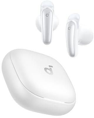 Soundcore Liberty Buds by Anker, Semi-in-Ear Design, Removable Ear Fins, Real-Time Adaptive Noise Cancelling, Fast Charging, Wireless Bluetooth Earbuds,Translation Earbuds, 30H Playtime