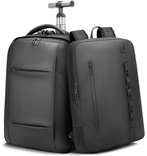SWICKY RICOOI 2-in-1-Reiserucksack mit Rollen, 50L Rucksack Trolley mit 17,3 Laptopfach - Handgepäck mit USB-C-Anschlüssen für Geschäftsreise, Hochschulen & Wochenendtrip