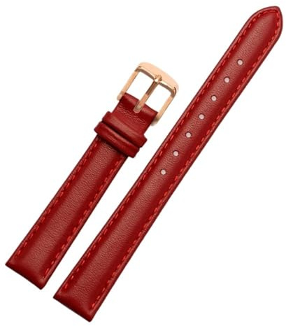 BGFFDSZ Kompatibel mit Garmin New Watch Lily2 Lederarmband Lily 2 Damen-Smartwatch, Ersatz-Lederarmband, Damen-Rindslederarmband, 14 mm(Red-rose gold)