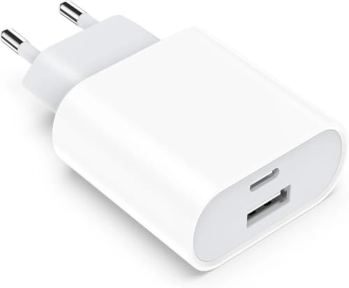 Chargeur USB C,Prise Multiple Secteur 20W Rapide, pour iPhone 17/16/15 Pro Max/14 13/12/11/SE/X/XS/XR/iPad,Samsung Galaxy S26/S25/S24/A53/Note 20,Google Pixel,Adaptateur,Type C,Double Bloc,USB-C,PD+QC