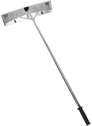 Mixtric SchneeräUmer für DäCher, Ausziehbare Aluminium Harke mit 65 cm Breiter Klinge und RäDern, Rutschfester Griff, Schneeschaufel zum Entfernen Von Schnee, Laub Von DäChern und Autos,Silber