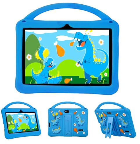 Veidoo 7 inch Android Tablets for Kids, 2GB RAM, 32GB ROM, IWAWA Apps Parent Controls, Safety Eye Protection Screen, Educational Games, WiFi, Dual Camera, Silicone Case（Blue）