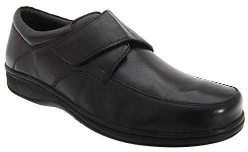Roamers Beck Mens Leather Wide E Fit Velcro Shoes Brown
