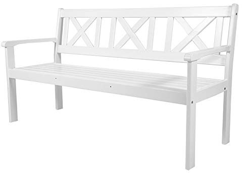 Sedex Gartenbank weiß Aalborg Sitzbank Holz 154cm 3-Sitzer Bank