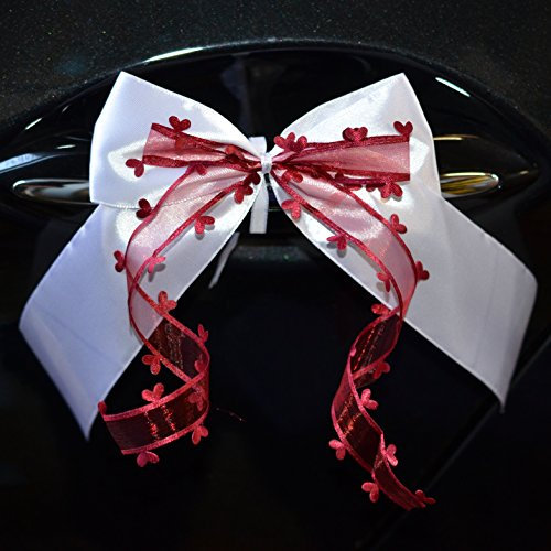 Miya@ 10 hochwertige Handgemacht Rot Antenneschleifen mit Herzschleifen aus Satin, Auto Schleifen, Hochzeit Deko, Autoschmuck