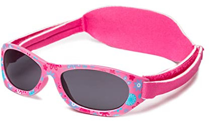 Kiddus Occhiali da sole Baby per Neonata, Bambino, Ragazza e Bambino, Da 0 mesi a 2 anni, Protezione solare UV400, fascia in neoprene morbido regolabile, senza BPA, 08 Fiori Fucsia, 0-24 Mesi