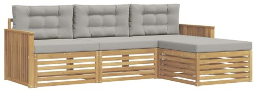 vidaXL Outdoor-Sofagarnitur 4 STK. Weiß und Hellgrau