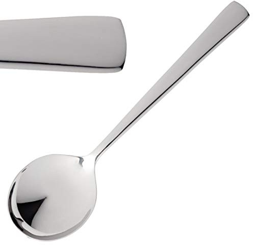 Amefa Moderno Soup Spoon. Box quantity: 12. | Ideal for commercial environments, providing a professional presentation for serving broths, ramen, and starters.