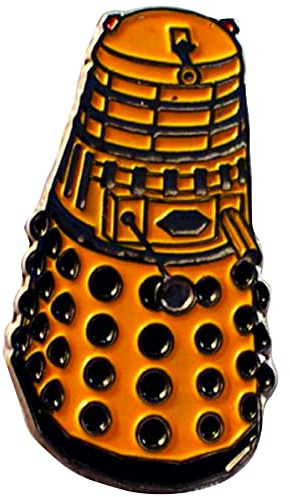 Anstecker, Metall, Emaille, Motiv Dr. Who, Dalek, Gelb
