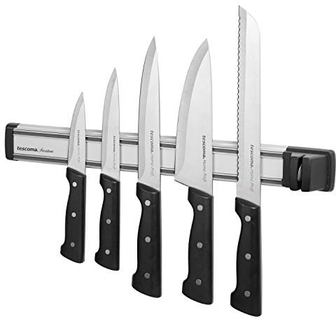 Tescoma 638699 President Barra Magnetica Porta Coltelli con Affilatore, Acciaio Inossidabile, Grigio
