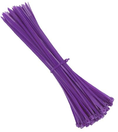 KafTon Confezione da 100 fascette stringicavo viola in nylon UL, perfette per PC, bicicletta, fai da te, casa, giardino, ufficio (300 mm x 4,8 mm) viola
