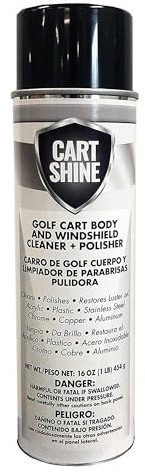 Club Clean Cart Shine - Golf Cart Cleaner, Polish & Protectant for Windshields, Vinyl, Metal & Plastics – Removes Stains, Water Marks & Grease – Use on Wet or Dry Surfaces